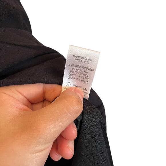 THML Embroidered Flutter Sleeve Mini Shift Dress Black Cream Boho Lace Trim S - Picture 9 of 10